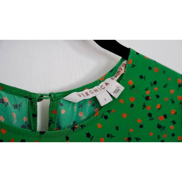 Veronica Beard Green Lila Silk Dress Sz 2 - Picture 5 of 7